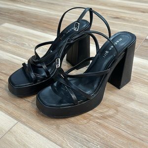Madden Black Strappy Platform Block Heel